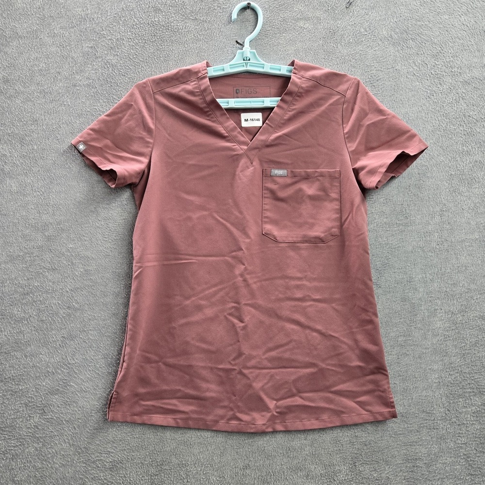 FIGS Women Scrub Top XXS Pink Catarina One Pocket Logo PO#3S55 Short Sleeve